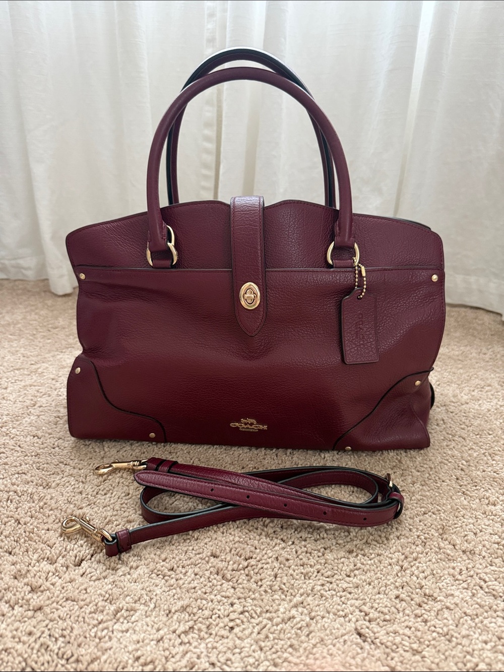 Coach Mercer 30 Burgundy Satchel